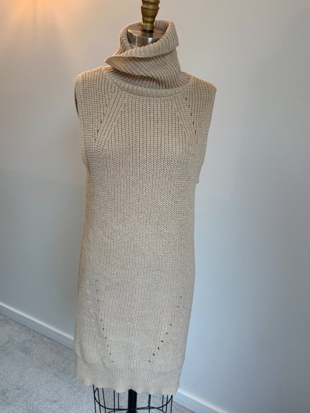 Max Studio Sleeveless Tan Cowl Dress/Tunic Normcore Fall Layering- Med